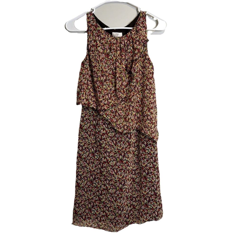 Suzi Chin for Maggy Boutique Dress Sz 2 Women Floral Sleeveless Ruffle Boho READ
